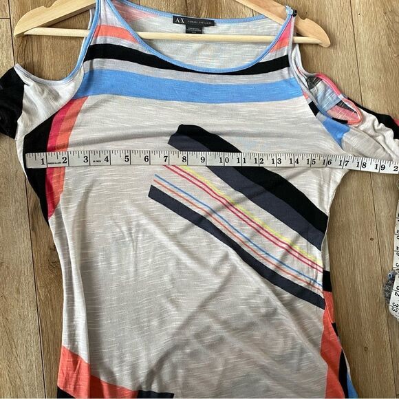 Armani Exchange Printed Cold Shoulder Longsleeve Shirt Womens Size Medium - Picture 6 of 6